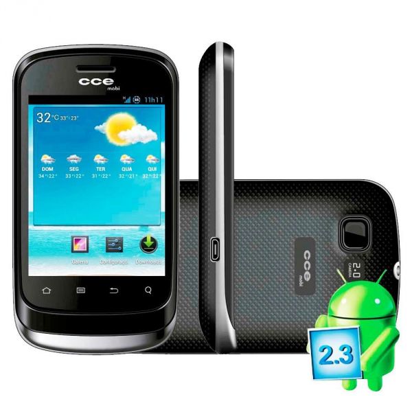 SMARTPHONE CCE MOBI SM55 DUAL CHIP PRETO MP3, BLUETOOTH, CAM